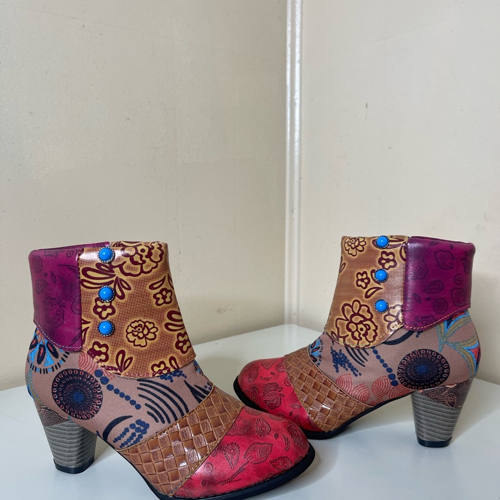 Colorful Floral Women's Ankle Boots